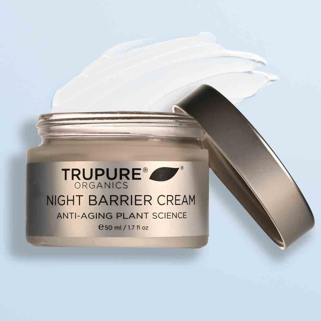 Night Barrier Repair Cream jar on a pastel background